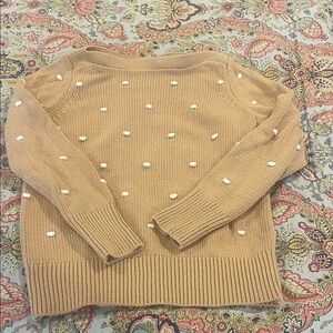 Women's Tan Sweater with White Accents